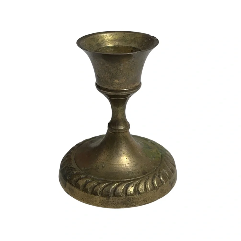 Vintage Small Brass Taper Candle Holder Candlestick Cottagecore Farmhouse